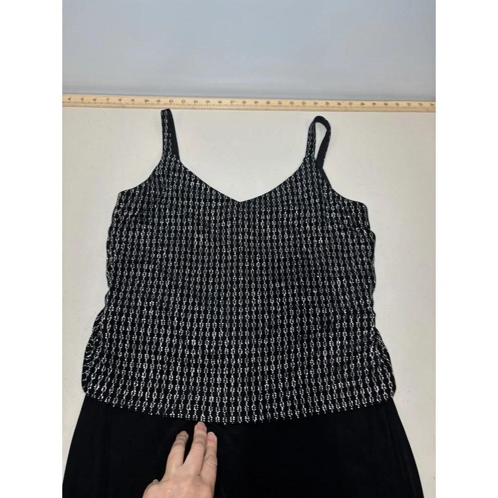 Alex Evenings Beaded‎ Formal Gown Size 12 Black Silver Spaghetti Strap Maxi
